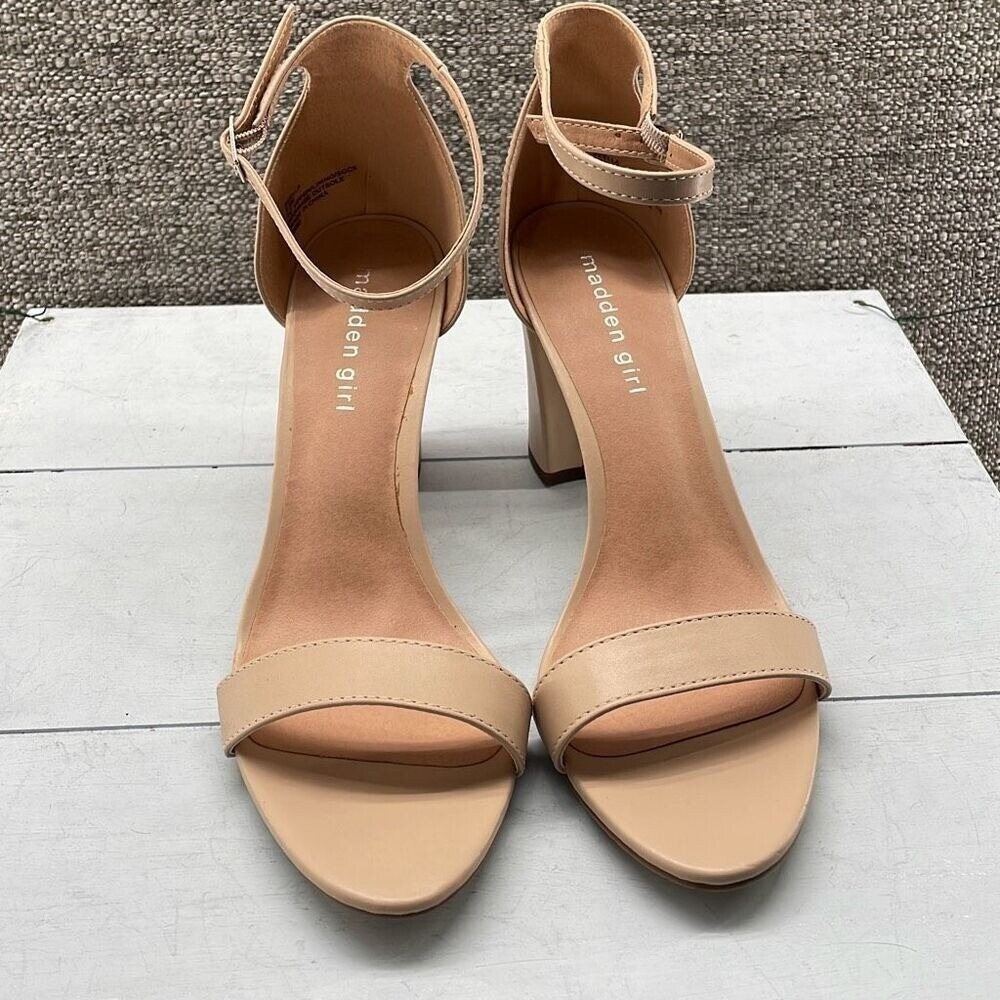 Madden Girl Heels Womans 10 Blush Open Toe Block Heel Nude Special Occasion‎
